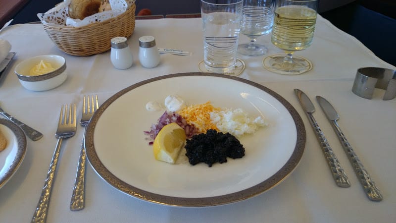 TG F caviar - REVIEW - Singapore Airlines: First Class Lounge, London Heathrow T3
