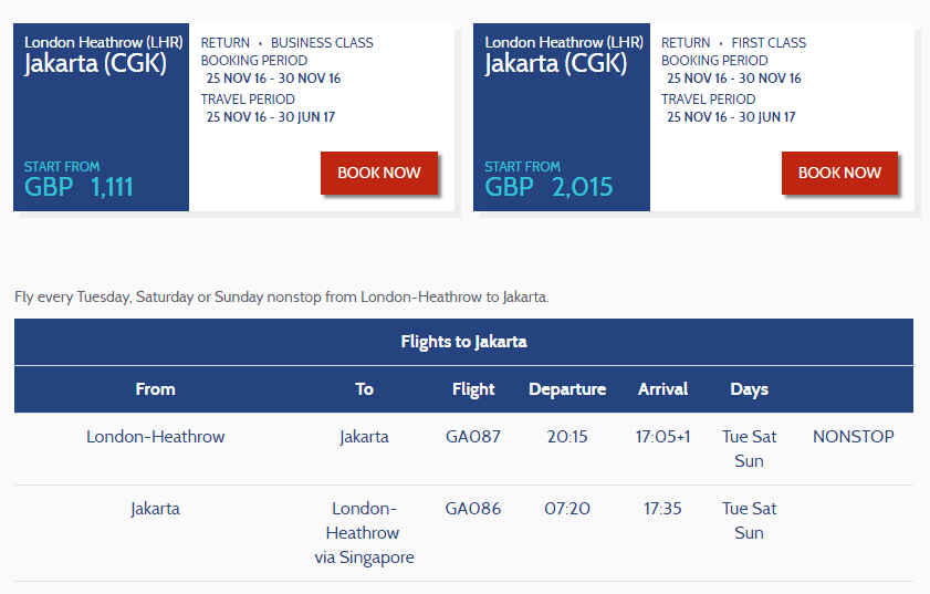 2016 11 28 09 08 07 Black Friday Sale Garuda Indonesia - £1111 r/t from LHR to MEL/SYD on Garuda!