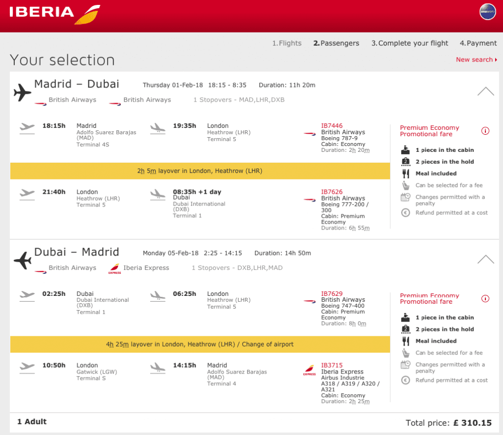 Iberia DXB 1024x885 - AMAZING DEAL - Madrid to Dubai in Premium Economy for £310 !