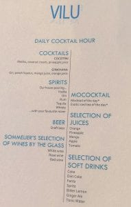 Vilu menus 6 191x300 - GUIDE - Eating and Drinking at the Conrad Maldives