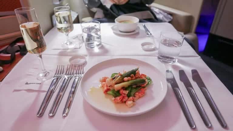 qantas first class meal