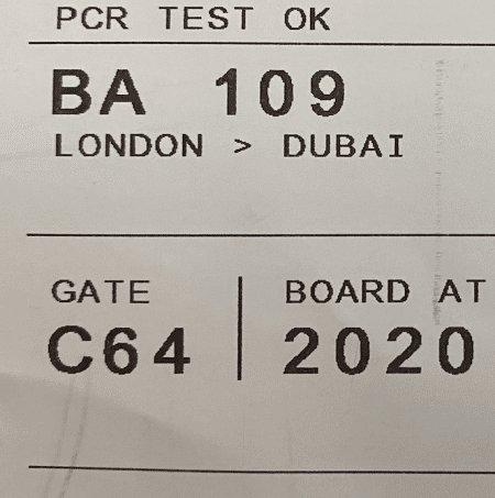 PCR test ok 450x453 - REVIEW - British Airways : Club Suites Business Class - A350 - London (LHR) to Dubai (DXB) and back - [COVID-era]