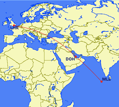 lhr doh mle - REVIEW - Qatar Airways : Q Suites - B777/A350 - Malé (MLE) to London (LHR) - [COVID-era]