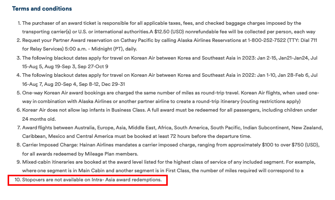 Asia awards - Alaska Airlines Stealth devaluation